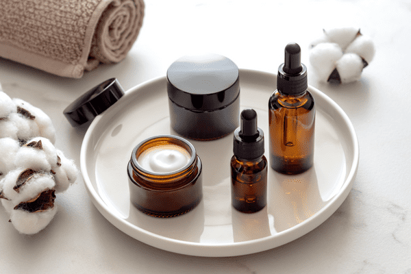 natural beauty product bottles