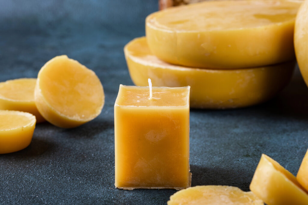 Homemade beeswax candles.