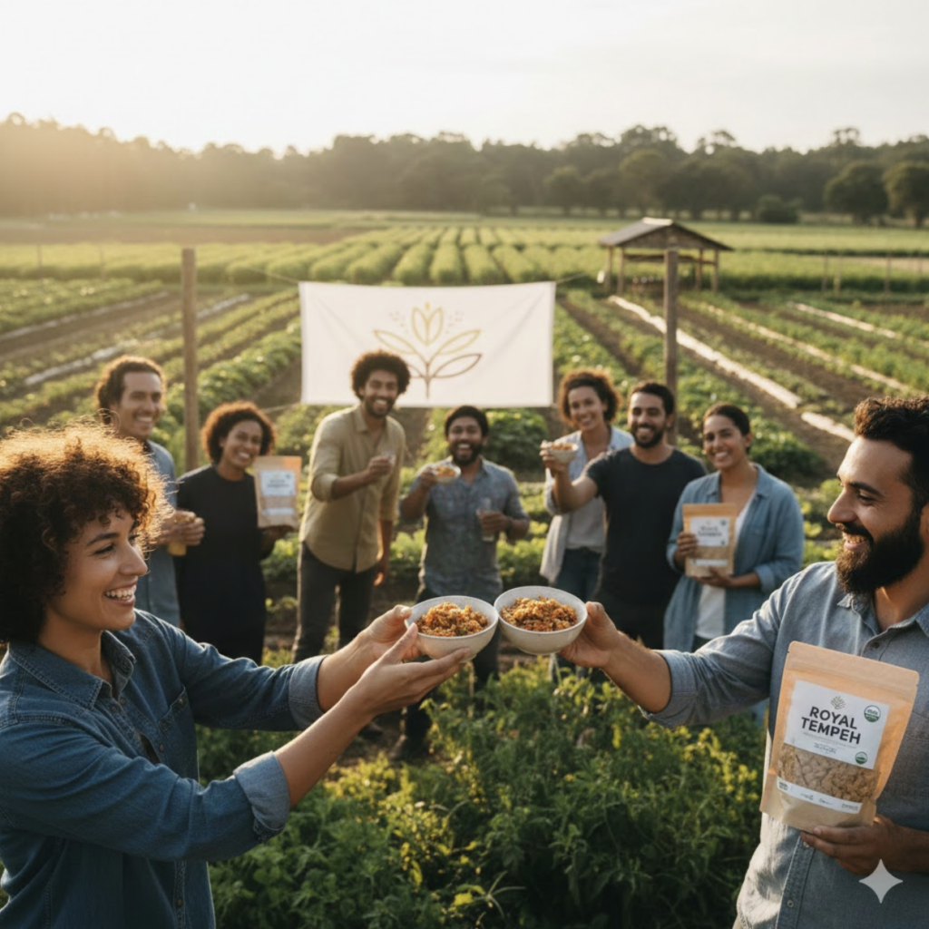 A group of people enjoying Royal Tempeh.