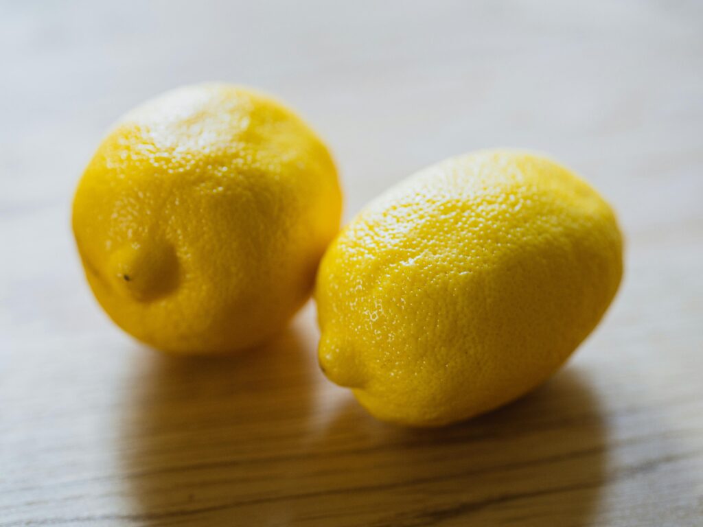 Lemons on a counter.